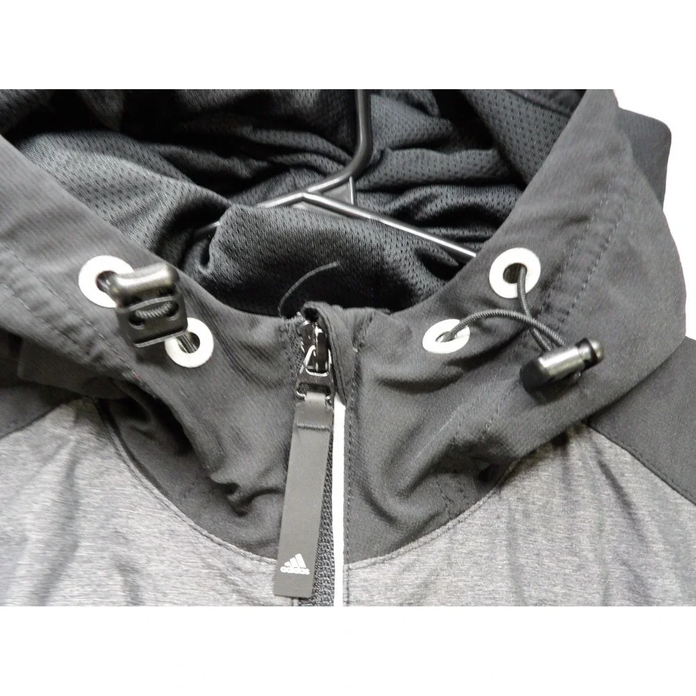 Adidas Houston Rockets Full Zip Hooded Jacket Men L Gray Black Basketball Sports